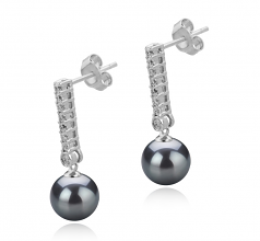 Verna Noir 10-11mm AAA-qualité de Tahiti 925/1000 Argent-Boucles d'oreilles en perles