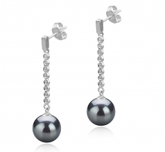 Porsha Noir 10-11mm AAA-qualité de Tahiti 925/1000 Argent-Boucles d'oreilles en perles