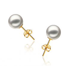 Blanc 7.5-8mm Hanadama - AAAA-qualité Akoya du Japon-Boucles d'oreilles en perles
