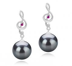 Cheryl Noir 9-10mm AAA-qualité de Tahiti 925/1000 Argent-Boucles d'oreilles en perles