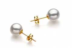 Blanc 7.5-8mm Hanadama - AAAA-qualité Akoya du Japon-Boucles d'oreilles en perles