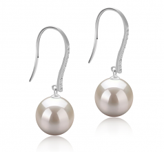 Janet-Fishhook Blanc 10-11mm AAAA-qualité perles d'eau douce 925/1000 Argent-Boucles d'oreilles en perles