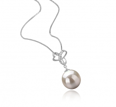 Dorothy Blanc 10-11mm AAAA-qualité perles d'eau douce 925/1000 Argent-pendentif en perles