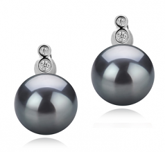 Hailey Noir 10-11mm AAA-qualité de Tahiti 925/1000 Argent-Boucles d'oreilles en perles