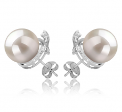 Berry Blanc 10-11mm AAAA-qualité perles d'eau douce 925/1000 Argent-Boucles d'oreilles en perles