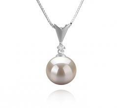 Ailani Blanc 9-10mm AAAA-qualité perles d'eau douce 925/1000 Argent-pendentif en perles