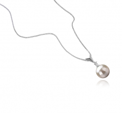 Ailani Blanc 9-10mm AAAA-qualité perles d'eau douce 925/1000 Argent-pendentif en perles