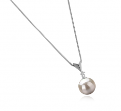 Ailani Blanc 9-10mm AAAA-qualité perles d'eau douce 925/1000 Argent-pendentif en perles