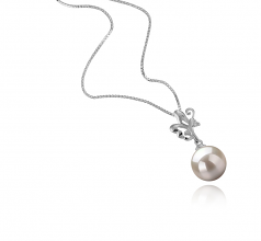 Braith Blanc 9-10mm AAAA-qualité perles d'eau douce 925/1000 Argent-pendentif en perles