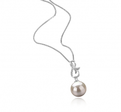 Hazel Blanc 9-10mm AAAA-qualité perles d'eau douce 925/1000 Argent-pendentif en perles