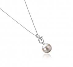 Hazel Blanc 9-10mm AAAA-qualité perles d'eau douce 925/1000 Argent-pendentif en perles