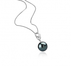 Moira Noir 11-12mm AAA-qualité de Tahiti 925/1000 Argent-pendentif en perles
