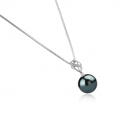 Moira Noir 11-12mm AAA-qualité de Tahiti 925/1000 Argent-pendentif en perles