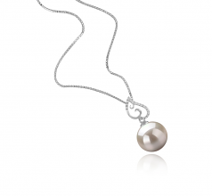 Belinda Blanc 10-11mm AAAA-qualité perles d'eau douce 925/1000 Argent-pendentif en perles