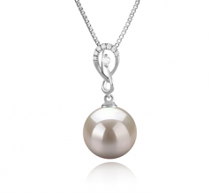 Lena Blanc 10-11mm AAAA-qualité perles d'eau douce 925/1000 Argent-pendentif en perles