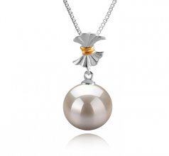 Belva Blanc 9-10mm AAAA-qualité perles d'eau douce 925/1000 Argent-pendentif en perles