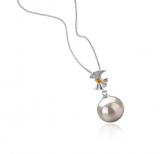 Belva Blanc 9-10mm AAAA-qualité perles d'eau douce 925/1000 Argent-pendentif en perles