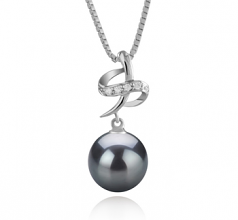 Bridget Noir 10-11mm AAA-qualité de Tahiti 925/1000 Argent-pendentif en perles