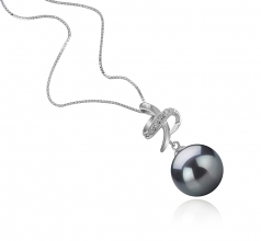 Bridget Noir 10-11mm AAA-qualité de Tahiti 925/1000 Argent-pendentif en perles