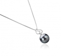 Belinda Noir 10-11mm AAA-qualité de Tahiti 925/1000 Argent-pendentif en perles
