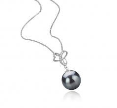 Dorothy Noir 10-11mm AAA-qualité de Tahiti 925/1000 Argent-pendentif en perles