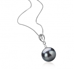 Lena Noir 10-11mm AAA-qualité de Tahiti 925/1000 Argent-pendentif en perles