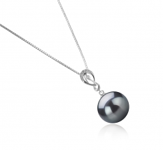 Lena Noir 10-11mm AAA-qualité de Tahiti 925/1000 Argent-pendentif en perles