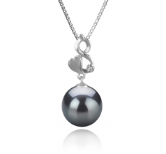 Niamh Noir 10-11mm AAA-qualité de Tahiti 925/1000 Argent-pendentif en perles