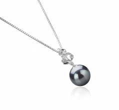 Niamh Noir 10-11mm AAA-qualité de Tahiti 925/1000 Argent-pendentif en perles