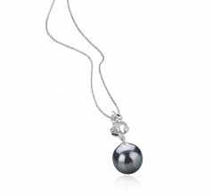 Niamh Noir 10-11mm AAA-qualité de Tahiti 925/1000 Argent-pendentif en perles