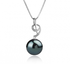 Sofie Noir 11-12mm AAA-qualité de Tahiti 925/1000 Argent-pendentif en perles