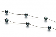 Tasse en étain Noir 6-7mm AA-qualité Akoya du Japon 585/1000 Or Blanc-Collier de perles