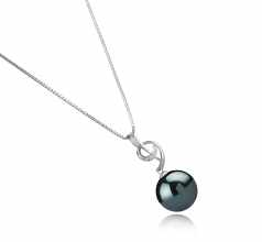 Sofie Noir 11-12mm AAA-qualité de Tahiti 925/1000 Argent-pendentif en perles