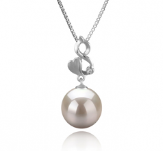 Niamh Blanc 10-11mm AAAA-qualité perles d'eau douce 925/1000 Argent-pendentif en perles