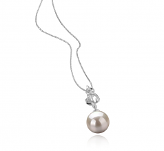 Niamh Blanc 10-11mm AAAA-qualité perles d'eau douce 925/1000 Argent-pendentif en perles