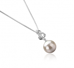 Niamh Blanc 10-11mm AAAA-qualité perles d'eau douce 925/1000 Argent-pendentif en perles