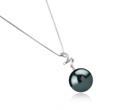 Lydia Noir 12-13mm AAA-qualité de Tahiti 925/1000 Argent-pendentif en perles