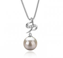 Bridget Blanc 10-11mm AAAA-qualité perles d'eau douce 925/1000 Argent-pendentif en perles