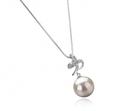 Bridget Blanc 10-11mm AAAA-qualité perles d'eau douce 925/1000 Argent-pendentif en perles