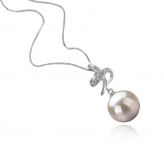 Bridget Blanc 10-11mm AAAA-qualité perles d'eau douce 925/1000 Argent-pendentif en perles