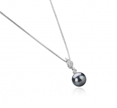 Miriah Noir 8-9mm AAAA-qualité perles d'eau douce 925/1000 Argent-pendentif en perles