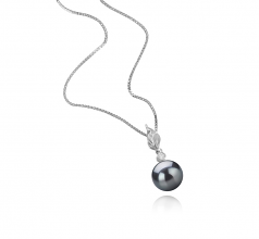Miriah Noir 8-9mm AAAA-qualité perles d'eau douce 925/1000 Argent-pendentif en perles