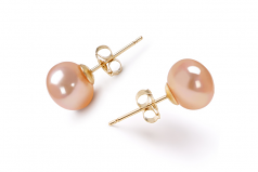 Rose 7-8mm AAA-qualité perles d'eau douce-Boucles d'oreilles en perles