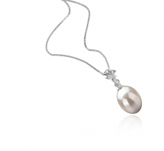Alaska Blanc 9-10mm AAA-qualité perles d'eau douce 925/1000 Argent-pendentif en perles