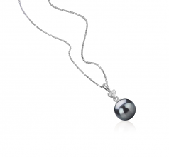 Ellice Noir 8-9mm AA-qualité Akoya du Japon 925/1000 Argent-pendentif en perles