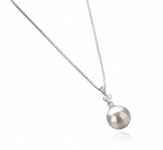 Ellice Blanc 8-9mm AA-qualité Akoya du Japon 925/1000 Argent-pendentif en perles