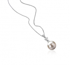 Ellice Blanc 8-9mm AA-qualité Akoya du Japon 925/1000 Argent-pendentif en perles