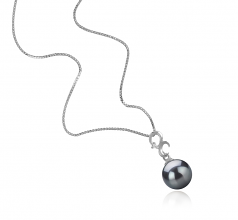 Kacey Noir 8-9mm AA-qualité Akoya du Japon 925/1000 Argent-pendentif en perles
