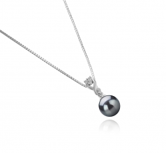 Kendra Noir 8-9mm AAAA-qualité perles d'eau douce 925/1000 Argent-pendentif en perles