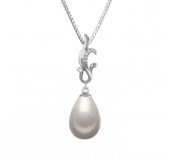 Mildred Blanc 10-11mm AAA-qualité perles d'eau douce 925/1000 Argent-pendentif en perles